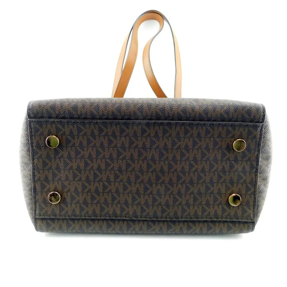 MICHAEL KORS Signature MK Logo Brown Shopper Tote Shoulder Bag